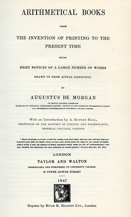 Arithmetical Books from the invention of printing to the present …