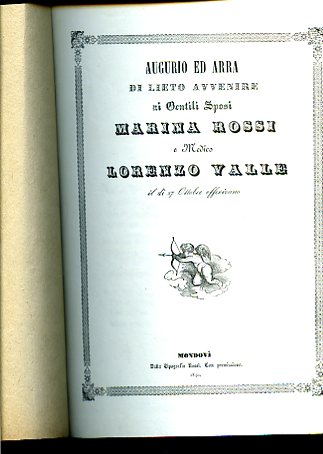 Augurio ed aria di lieto avvenire ai Gentili Sposi Marina …