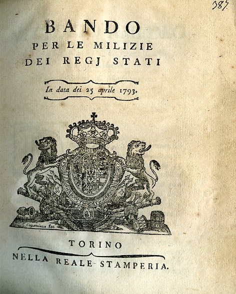 Bando per le Milizie dei Regj Stati in data dei …