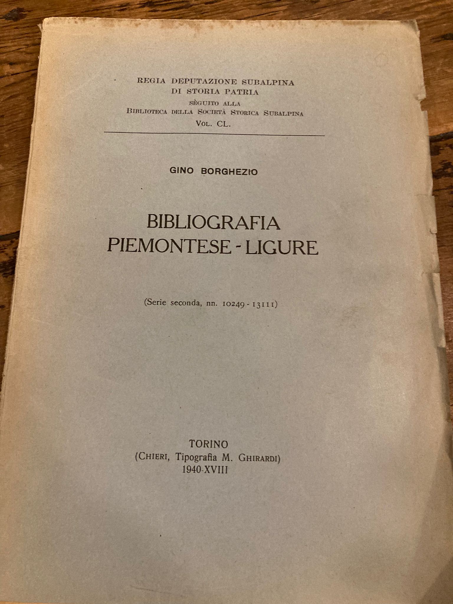 Bibliografia ligure-piemontese (Serie seconda, nn. 10249 -13111)