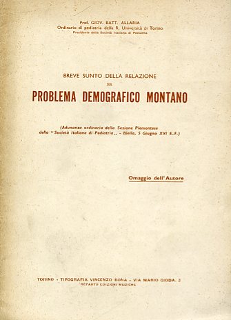 Breve sunto della relazione sul problema demografico montano (Adunanza ordinaria …