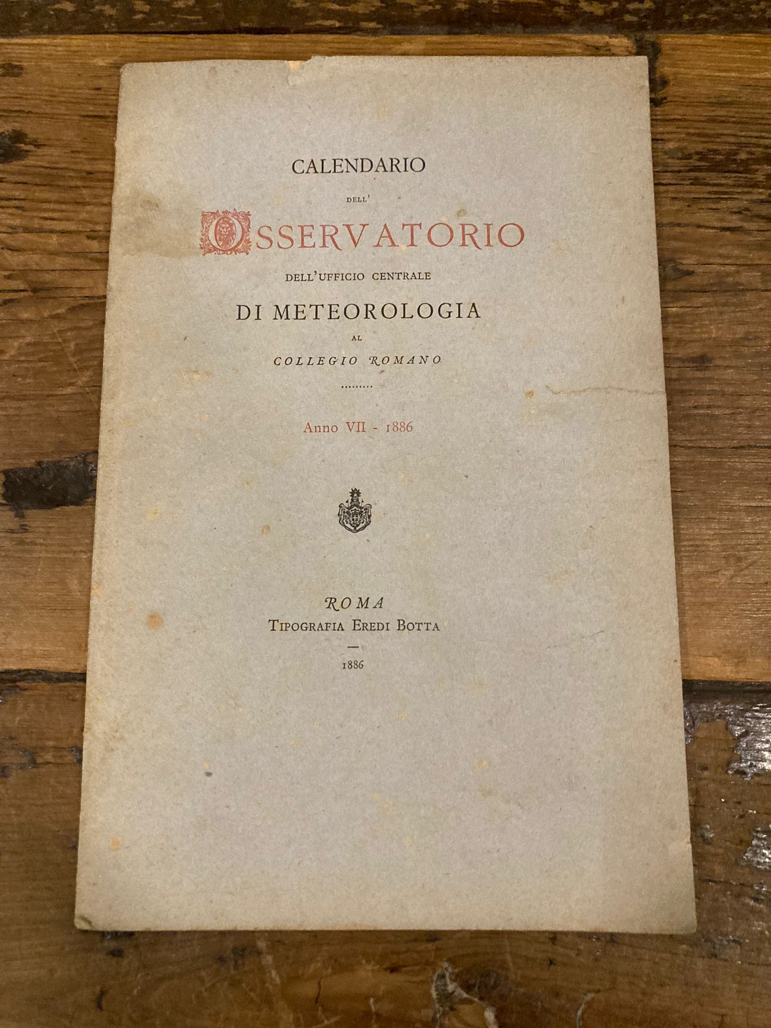 Calendario dell' Osservatorio dell' Ufficio centrale di meteorologia al Collegio …