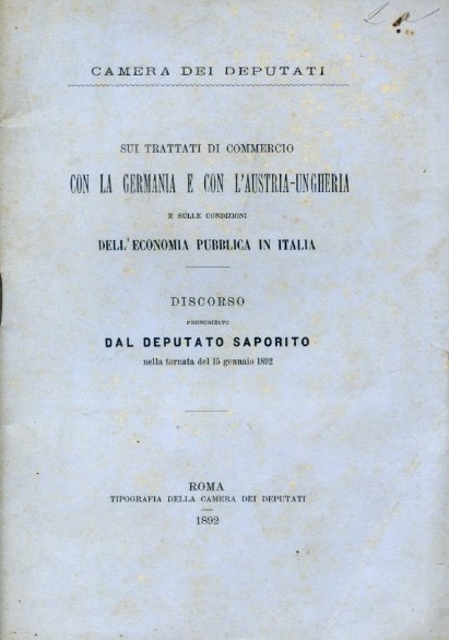 Camera dei Deputati. Sui trattati di commercio con la Germania …