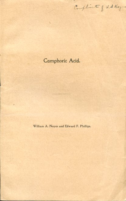 Camphoric Acid. Contributions from the Chemical Laboratory of the Rose …