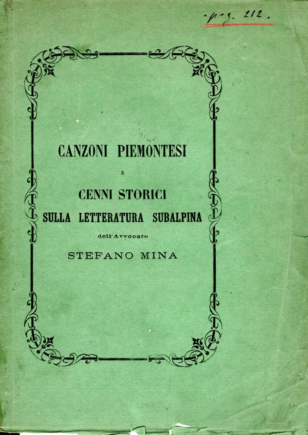 Canzoni Piemontesi e cenni storici sulla letteratura subalpina