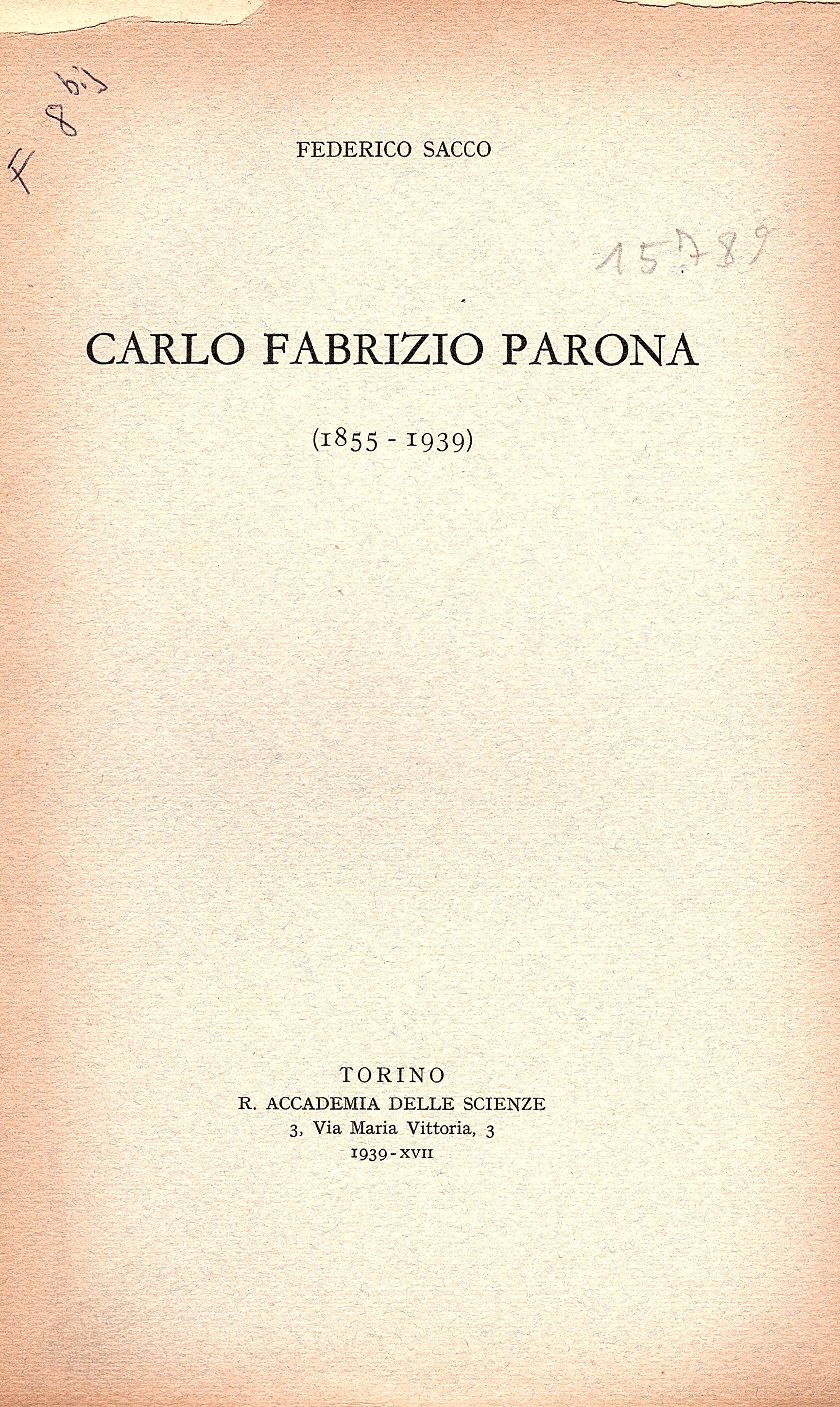 Carlo Fabrizio Parona (1855 - 1939)