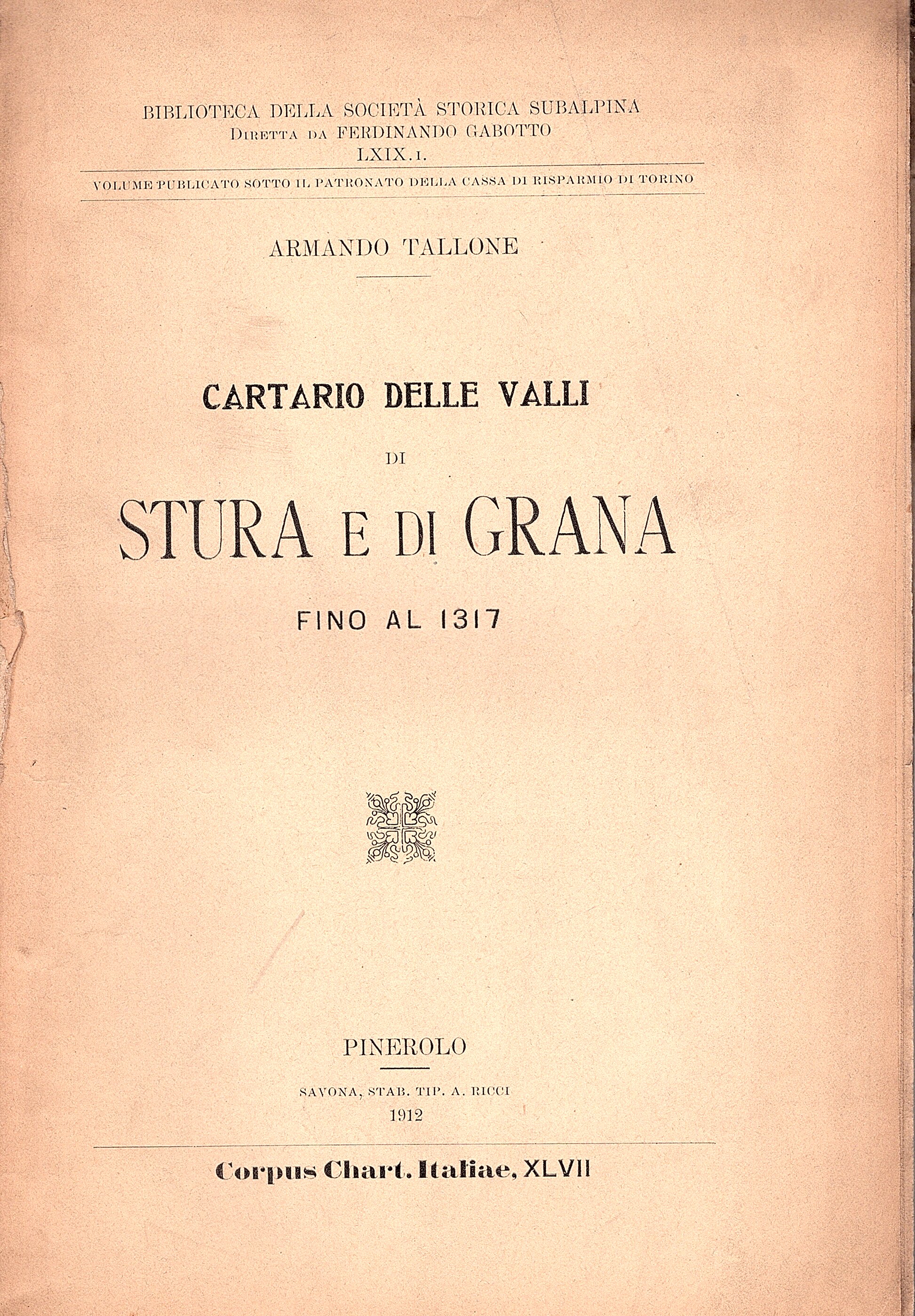 Cartario delle Valli di Stura e di Grana fino al …