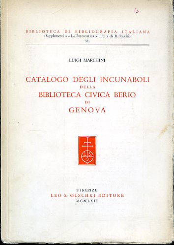Catalogo degli incunaboli della Biblioteca Civica Berio di Genova