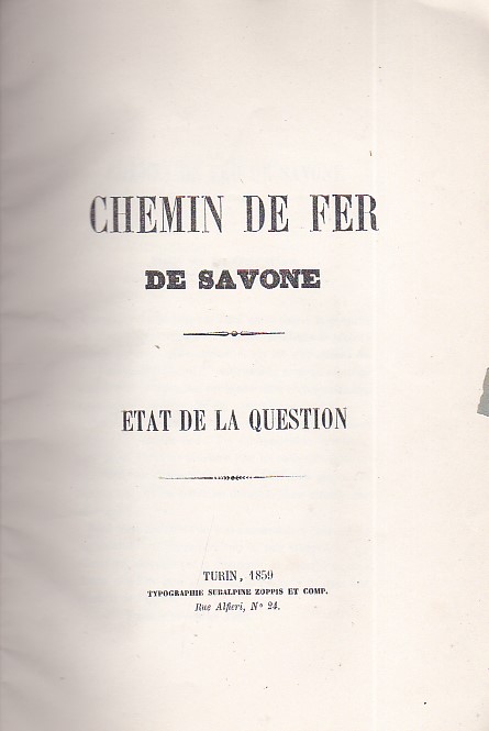 Chemin de fer de Savone. État de la question