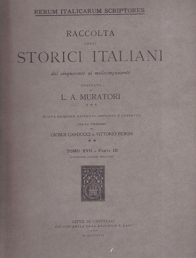 Chronicon Parvum Ripaltae seu Chronica pedemontana minora. Rerum Italicarum Scriptores. …