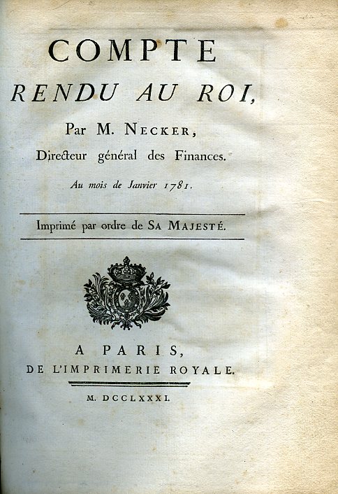 Compte rendu au Roi, au Mois de Janvier 1791