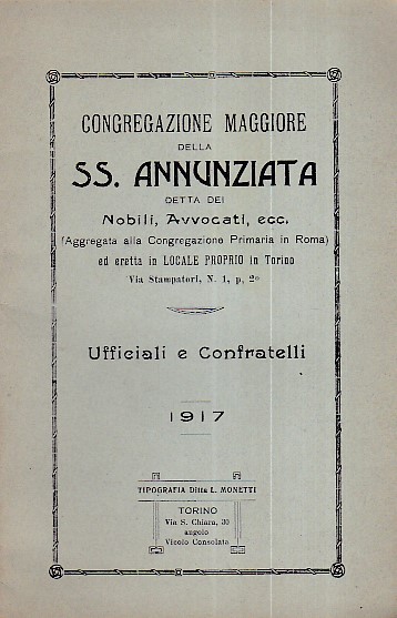Congregazione Maggiore della SS. Annunziata detta dei Nobili, Avvocati, ecc. …