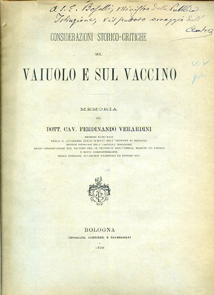 Considerazioni storico - critiche sul vaiuolo e sul vaccino. Memoria