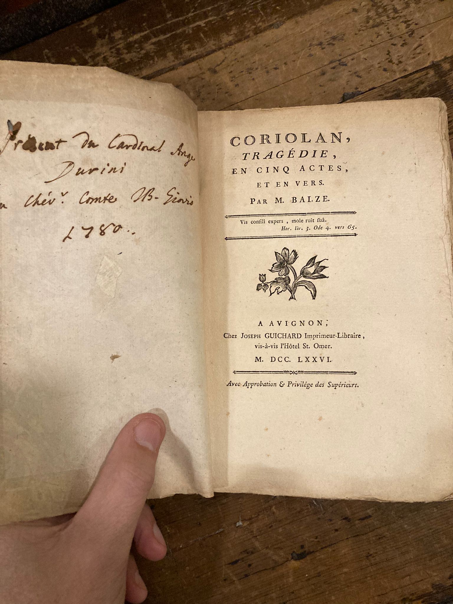 Coriolan, Tragédie, en cinq actes, et en vers