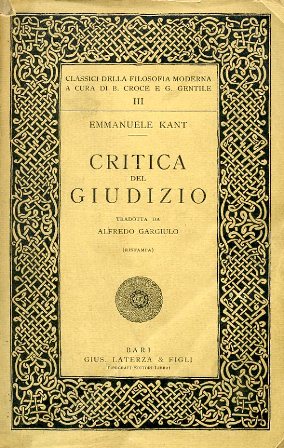 Critica del Giudizio tradotta da Alfredo Gargiulo