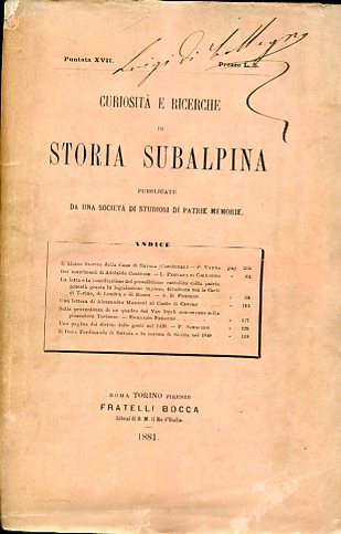 Curiosità e ricerche di Storia Subalpina pubblicate da una società …