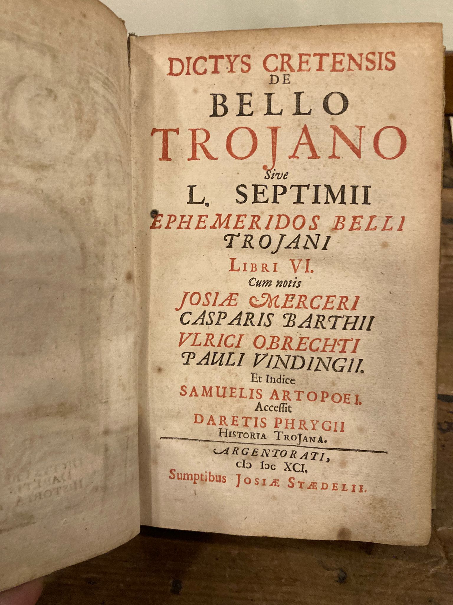 De bello trojano sive L. Septimii Ephemeridos belli trojani libri …