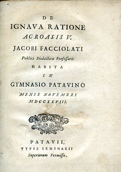 De Ignava Ratione Acroasis V. Habita in Gymnasio Patavino mense …