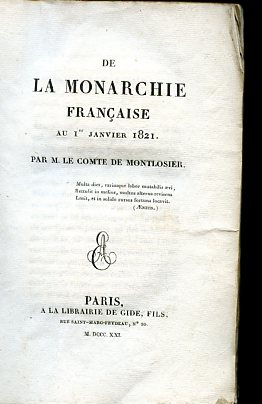 De la Monarchie Française au Ier Janvier 1821