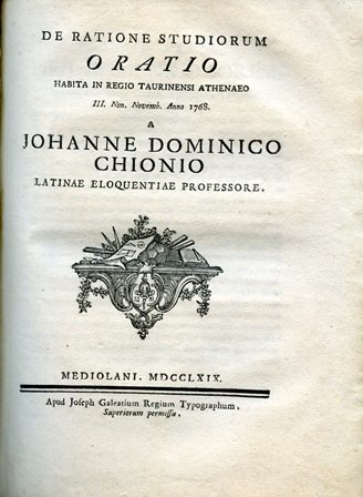 De ratione studiorum. Oratio habita in Regio Taurinensi Athenaeo III …