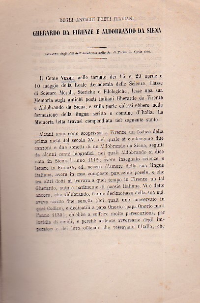 Degli antichi poeti italiani Gherardo da Firenze e Aldobrando da …