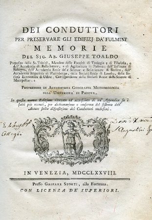 Dei conduttori per preservare gli edifizj da'fulmini. Memorie. In questa …