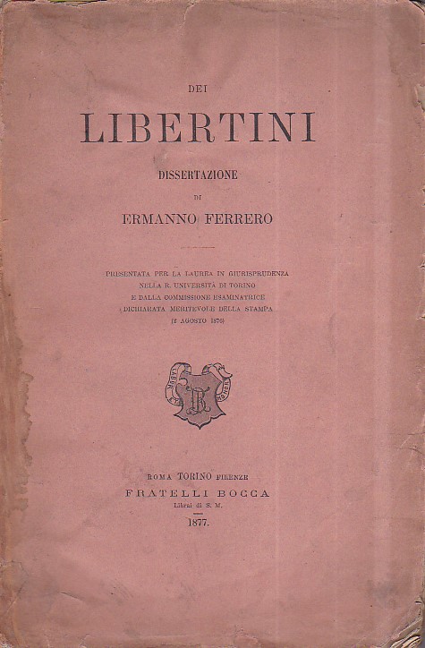 Dei Libertini. Dissertazione presentata per la laurea in giurisprudenza nella …