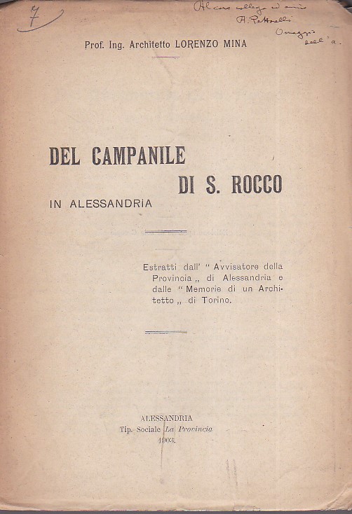 Del Campanile di San Rocco in Alessandria. Estratti dall' 'Avvisatore …