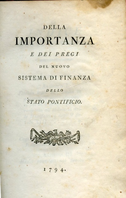 Della importanza e dei pregi del nuovo sistema di finanza …