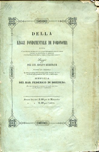 Della legge fondamentale di foronomia ossia d'una nuova teoria sulla …