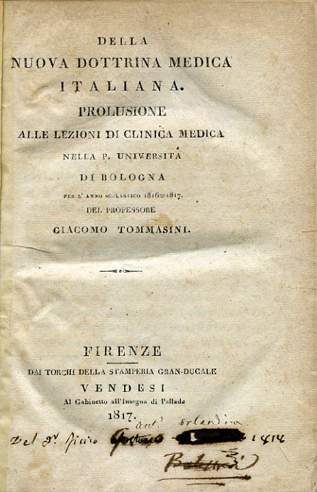 Della nuova dottrina medica italiana. Prolusione alle lezioni di clinica …