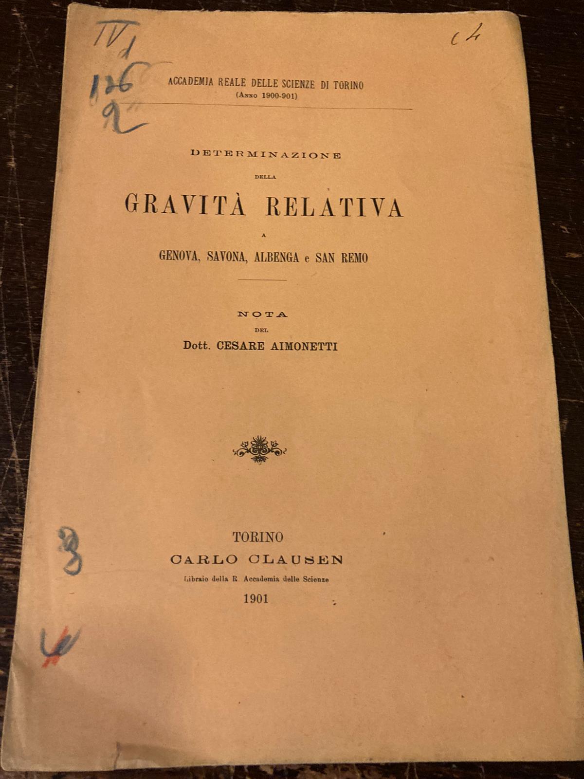 Determinazione della gravità relativa a Genova, Savona, Albenga e San …