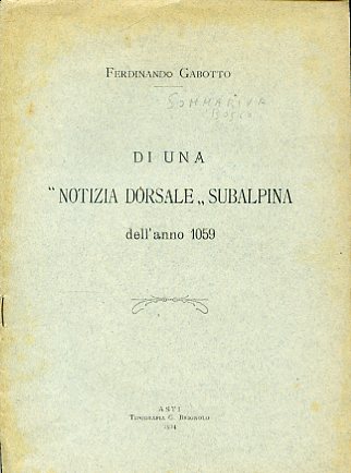 Di una 'notizia dorsale' subalpina dell'anno 1059