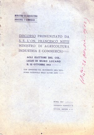 Discorso pronunziato da S.E. l'On. Francesco Nitti Ministro di agricoltura …