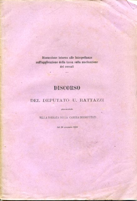 Discussione interna alle interpellanze sull'applicazione della tassa sulla macinazione dei …