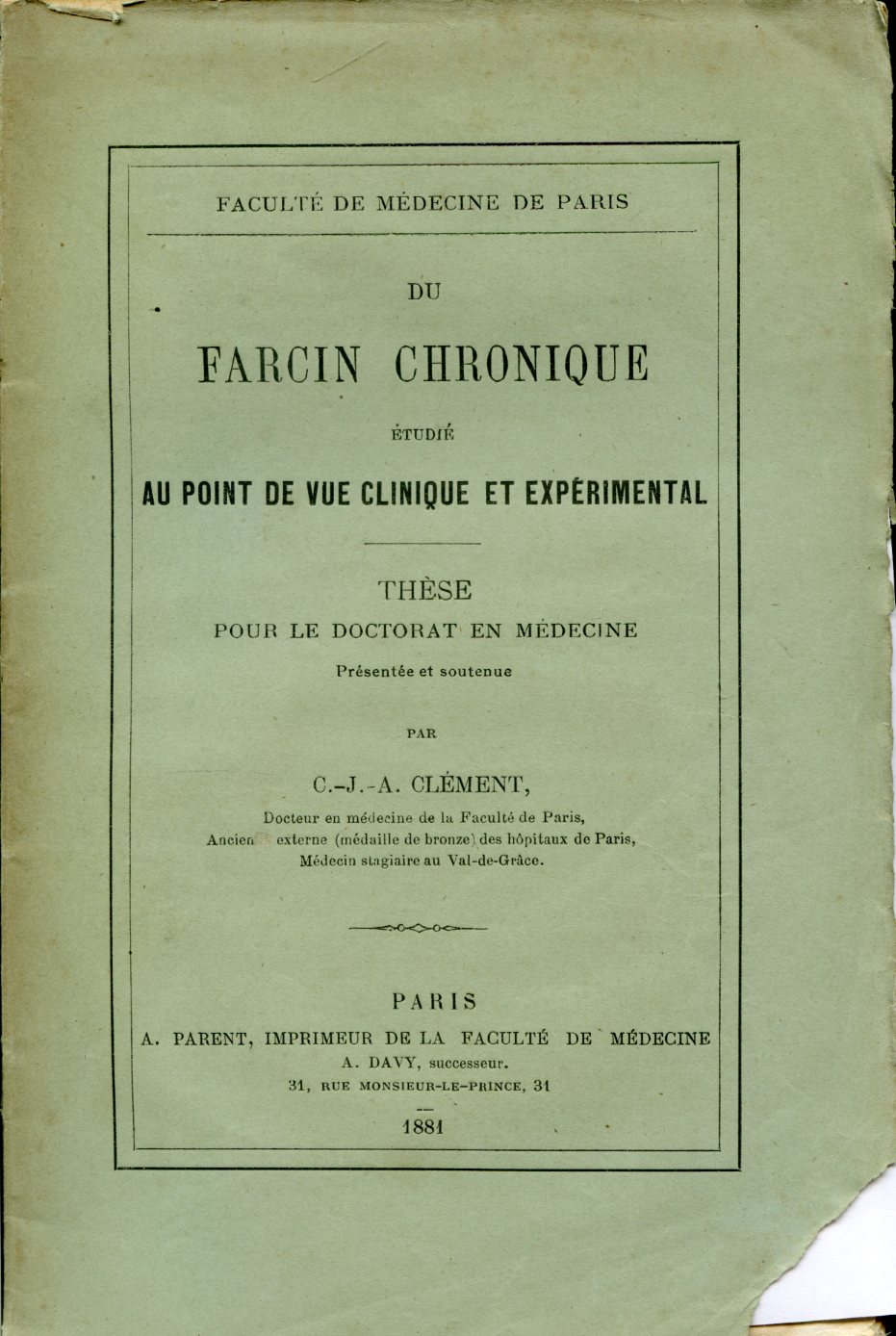 Du farcin chronique étudié au point de vue clinique et …