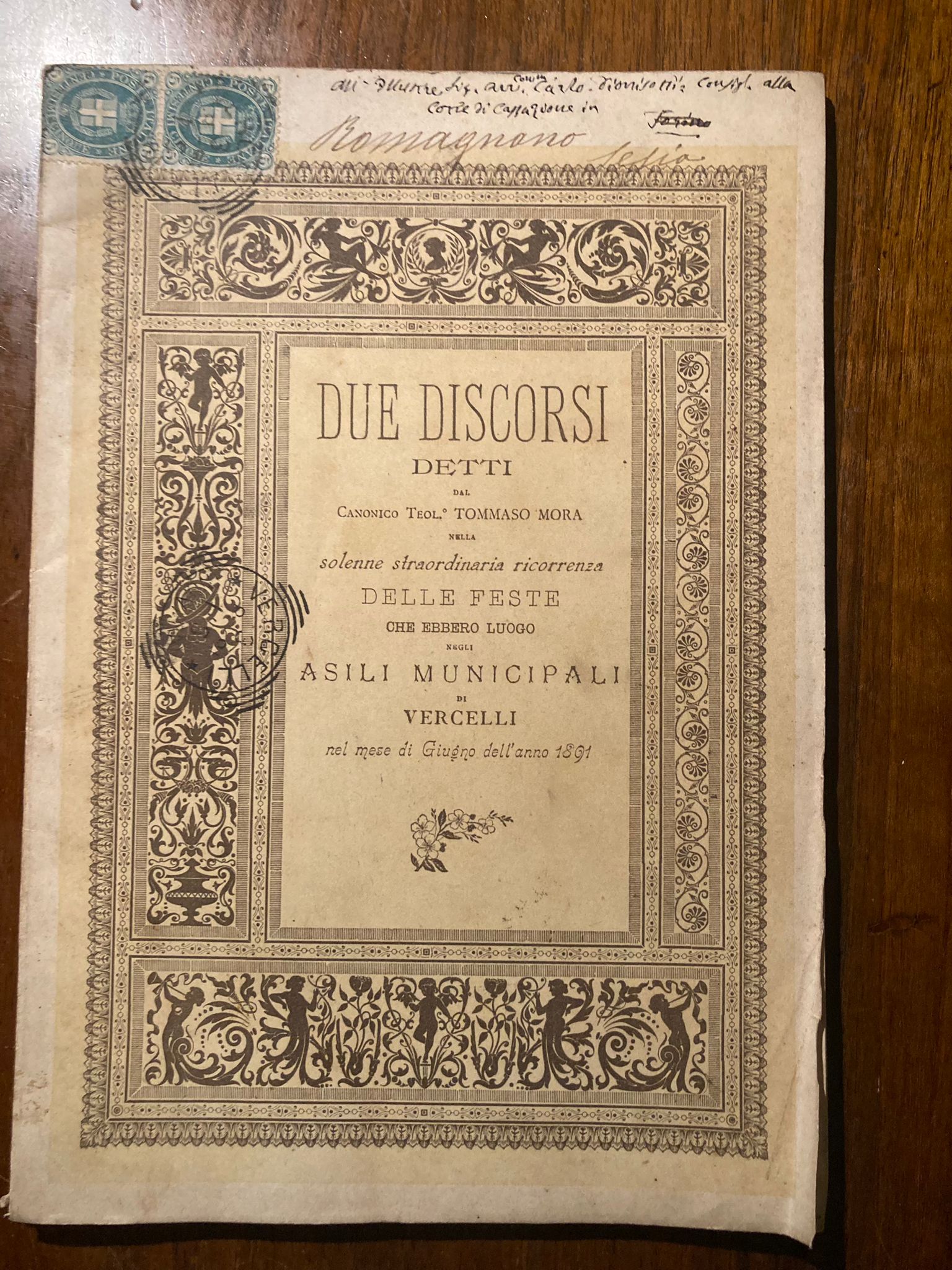 Due discorsi detti dal Canonico Teologo Tommaso Mora nella solenne …