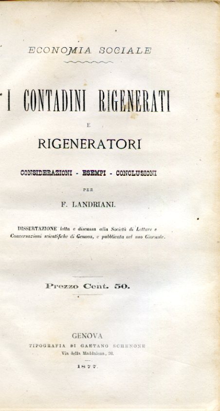 Economia sociale. I contadini rigenerati e rigeneratori. Considerazioni - Esempi …