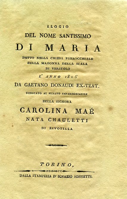 Elogio del Nome Santissimo di Maria detto nella Chiesa Parrocchiale …