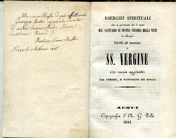 Esercizi spirituali che si praticano fra l'anno nel Santuario di …