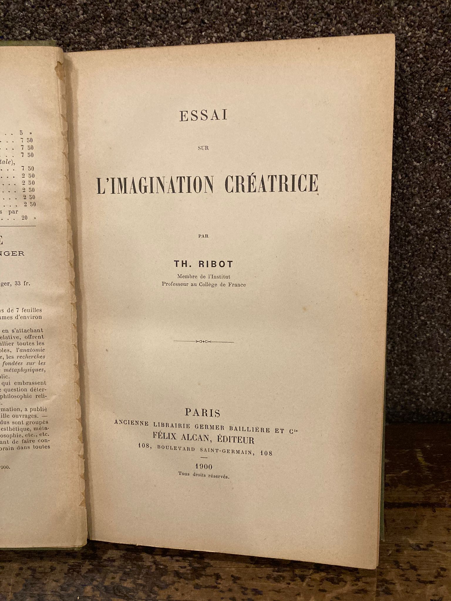 Essai sur l'Imagination Créatrice