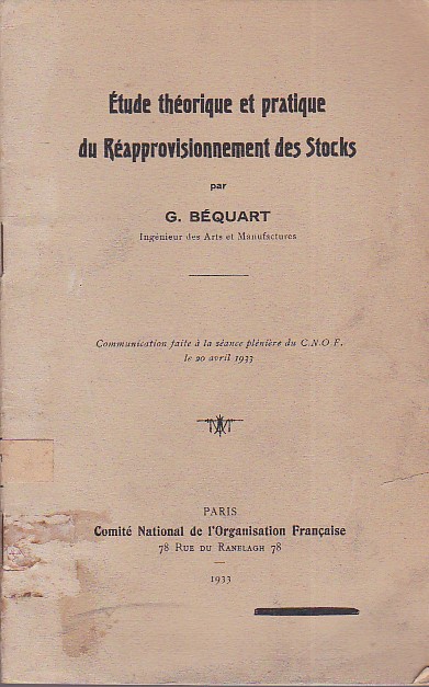 Étude théorique et pratique du Réapprovisionnement des Stocks. Communication faite …