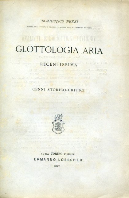 Glottologia aria recentissima. Cenni storico - critici