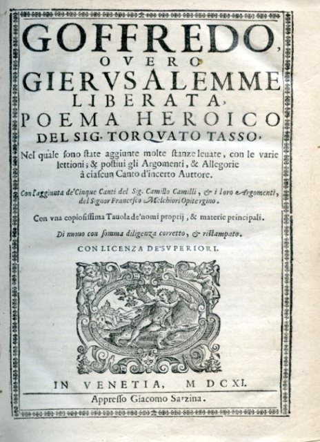 Goffredo overo Gierusalemme Liberata, Poema Heroico, nel quale sono state …