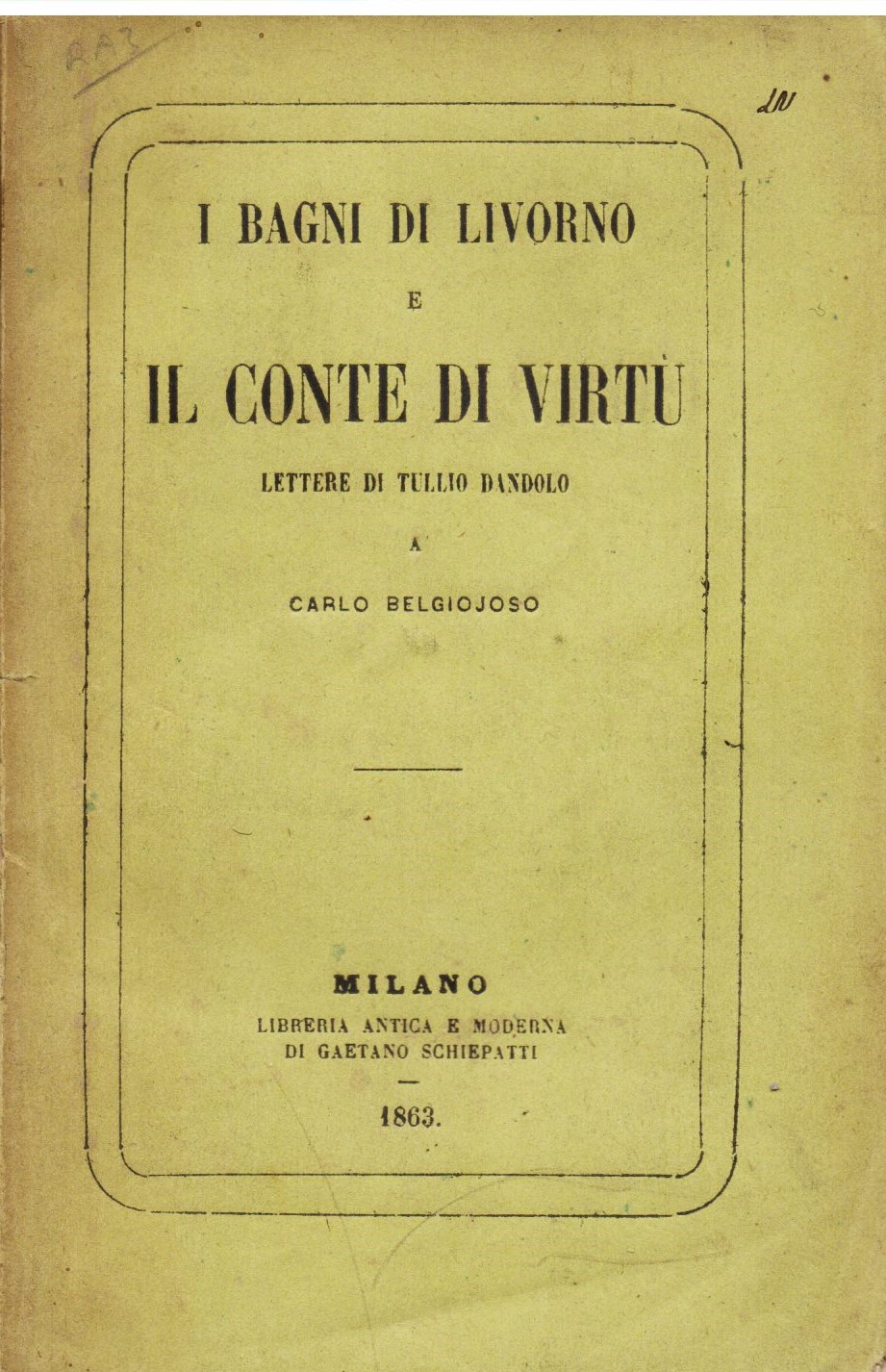 I bagni di Livorno e il Conte di Virtù. Lettere …