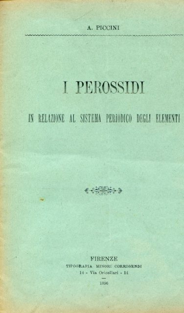 I perossidi in relazione al sistema periodico degli elementi