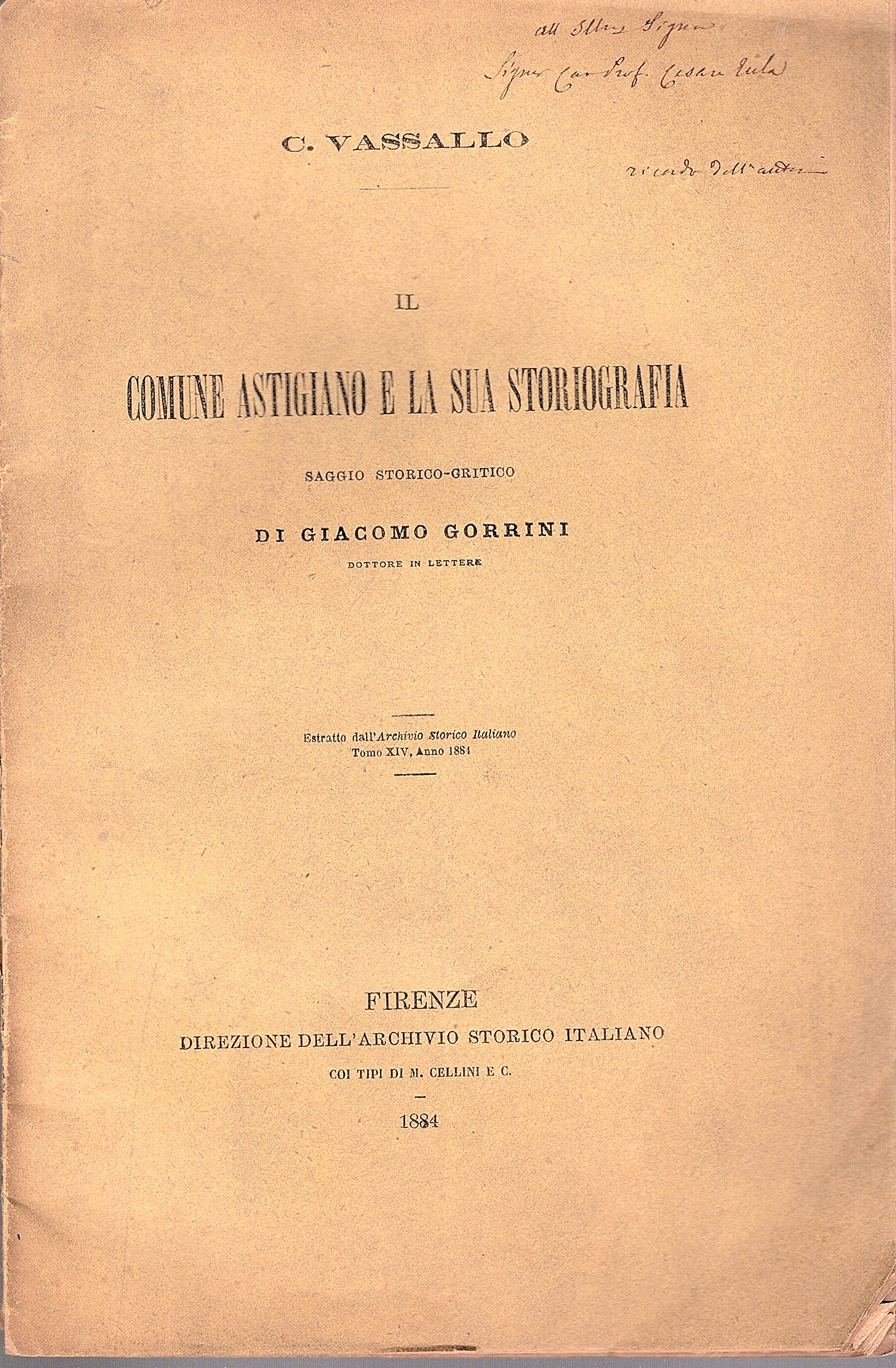 Il comune astigiano e la sua storiografia. Saggio storico-critico di …