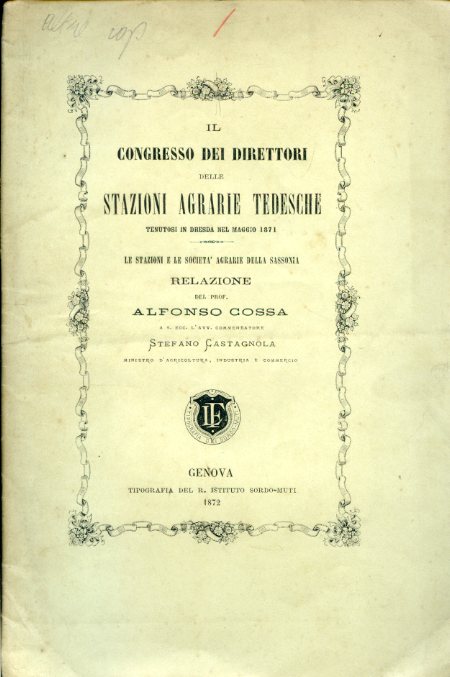 Il Congresso dei Direttori delle Stazioni Agrarie Tedesche tenutosi in …
