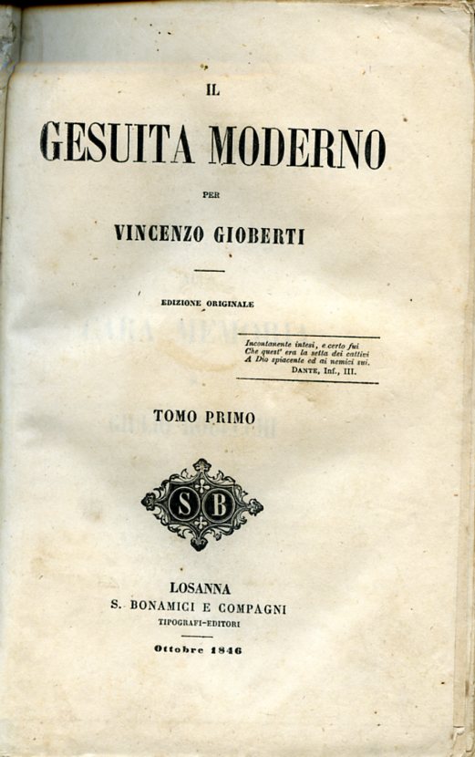 Il Gesuita Moderno. Edizione originale