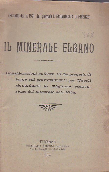 Il minerale elbano. Considerazioni sull' art. 16 del progetto di …